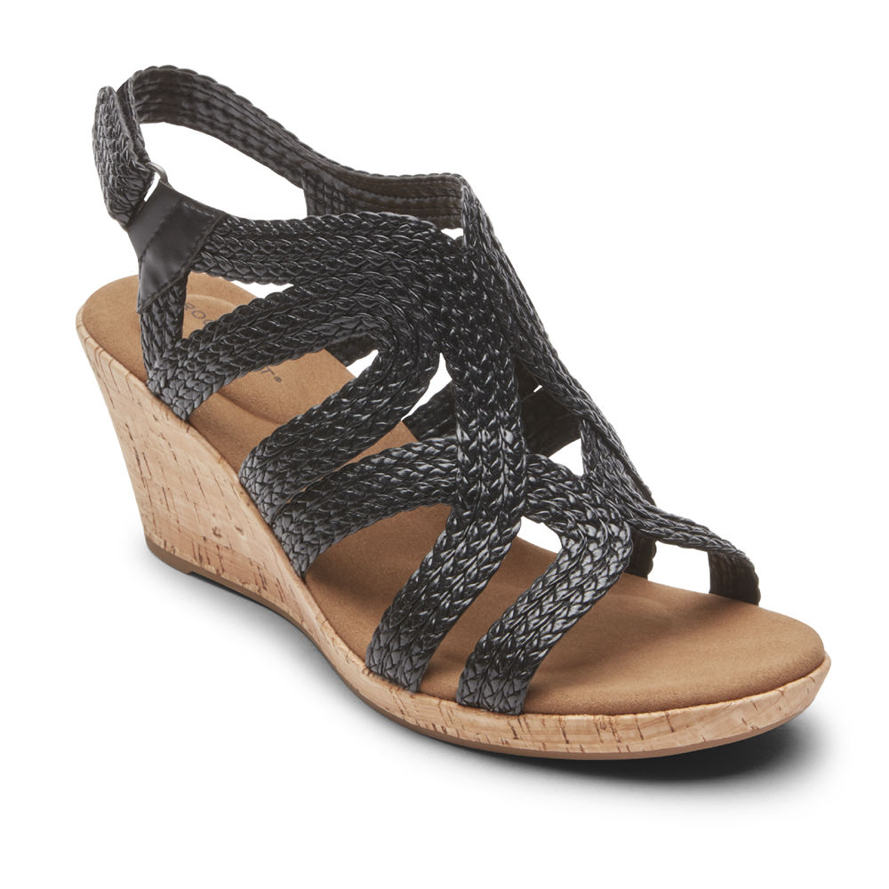 Rockport Sandals For Womens Black - Briah Braided - PZ5308761